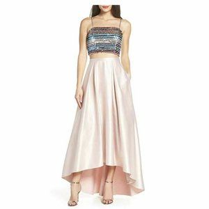 Sequin Hearts 9 Blush 2 Pc Satin Gown NWT BX1-2